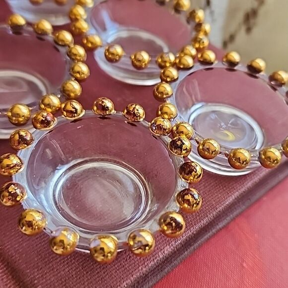 Vintage Gold Tone Candlewick 1950's Salt Cellars Set Of 8 - Picture 4 of 8